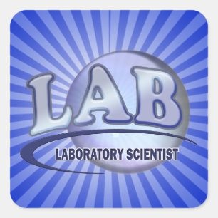 LABRADOR - LABORWISSENSCHAFTLER! Fun Blue LOGO Quadratischer Aufkleber
