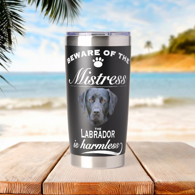Labrador Labrador Dog Labrador Beware Mistress Thermobecher (Strand (gedreht))