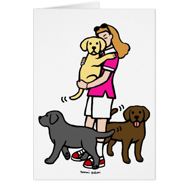 Labrador-Mama im rosa Shirt 1 (Vorne)