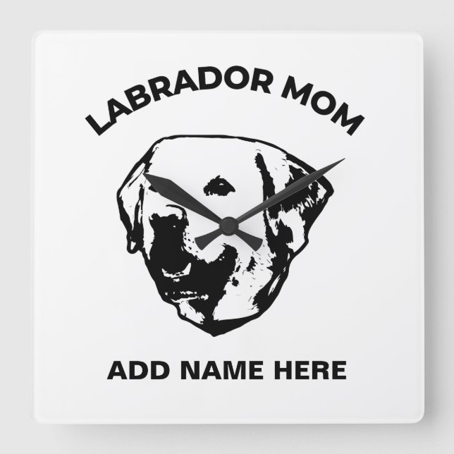 Labrador-Mama Quadratische Wanduhr (Vorderseite)