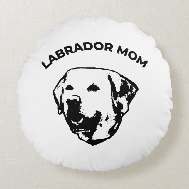 Labrador-Mama Rundes Kissen (Vorderseite)