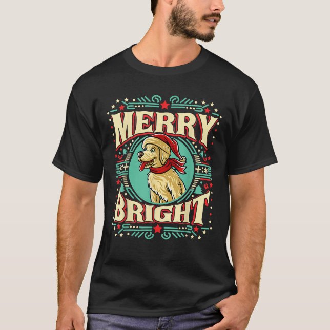 Labrador Merry Bright Weihnachtsmann Claus Dog T-Shirt (Vorderseite)