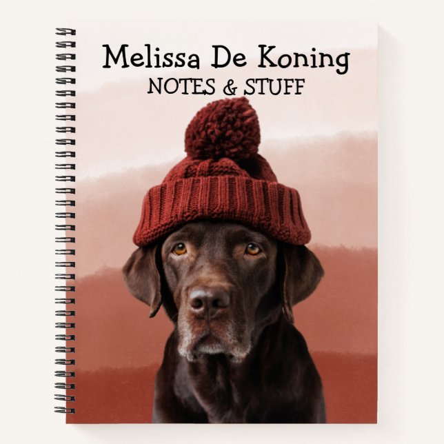 Labrador mit einem Wollhut-Notebook Notizbuch (Vorderseite)