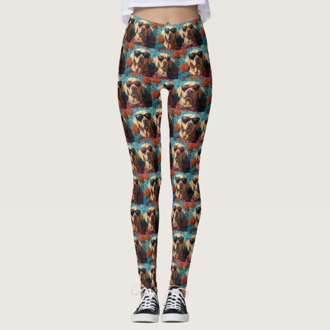 Labrador mit Herz-Rose Valentinstag Leggings (Vorderseite)