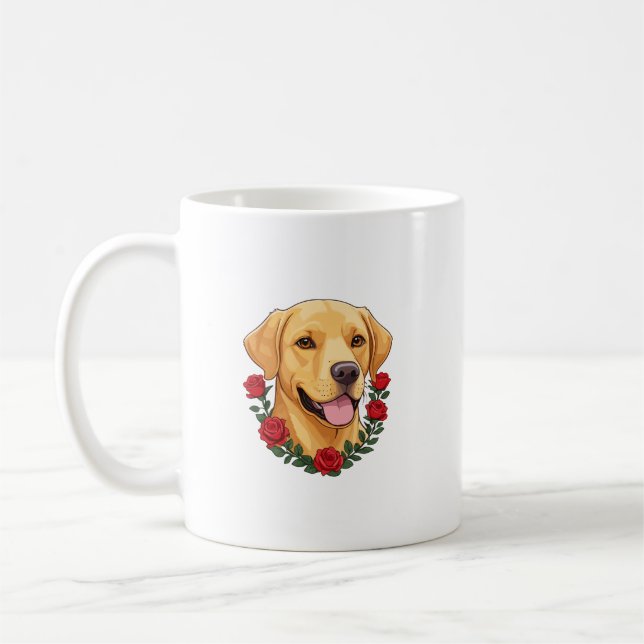 Labrador mit Rote Rosen Kaffeetasse (Links)