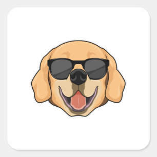 Labrador mit Sonnenbrille Quadratischer Aufkleber