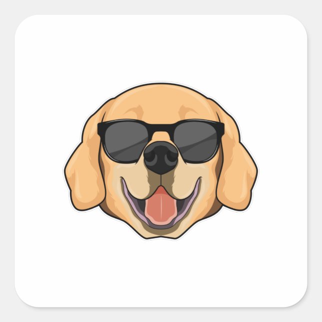 Labrador mit Sonnenbrille Quadratischer Aufkleber (Vorderseite)