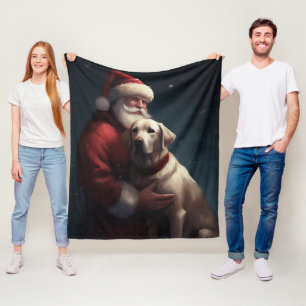 Labrador mit Weihnachtsmann Festives Weihnachten  Fleecedecke