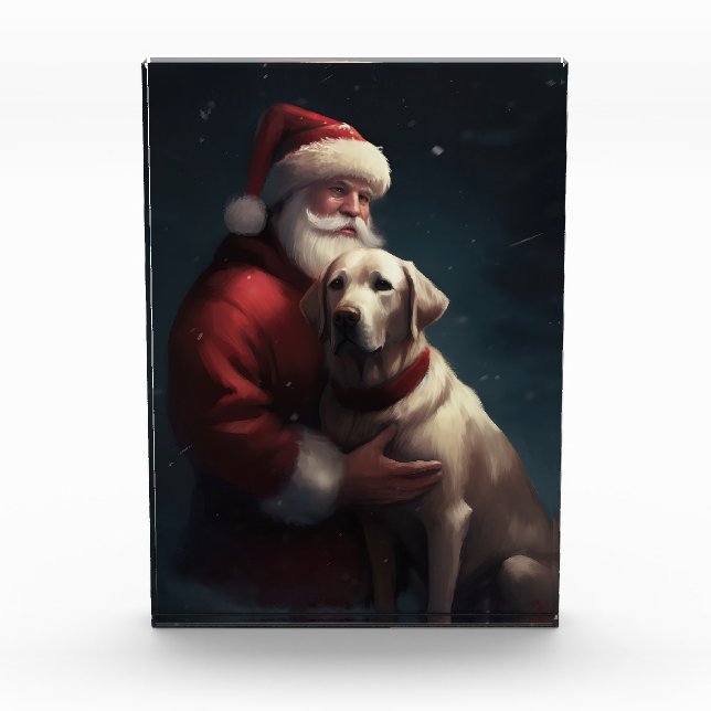 Labrador mit Weihnachtsmann Weihnachten Fotoblock (Vorderseite)