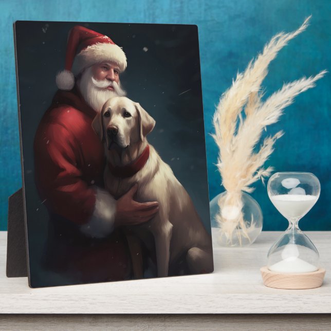 Labrador mit Weihnachtsmann Weihnachten Fotoplatte (Seite)