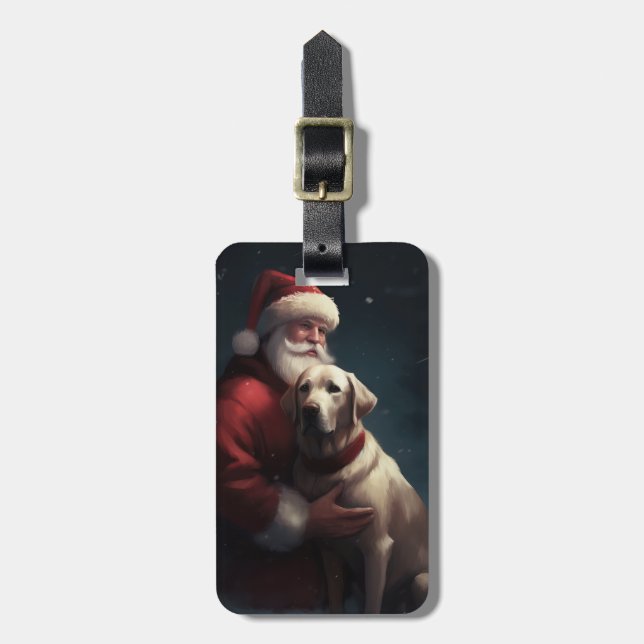 Labrador mit Weihnachtsmann Weihnachten Gepäckanhänger (Vorderseite vertikal)