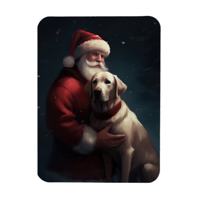 Labrador mit Weihnachtsmann Weihnachten Magnet (Vertikal)
