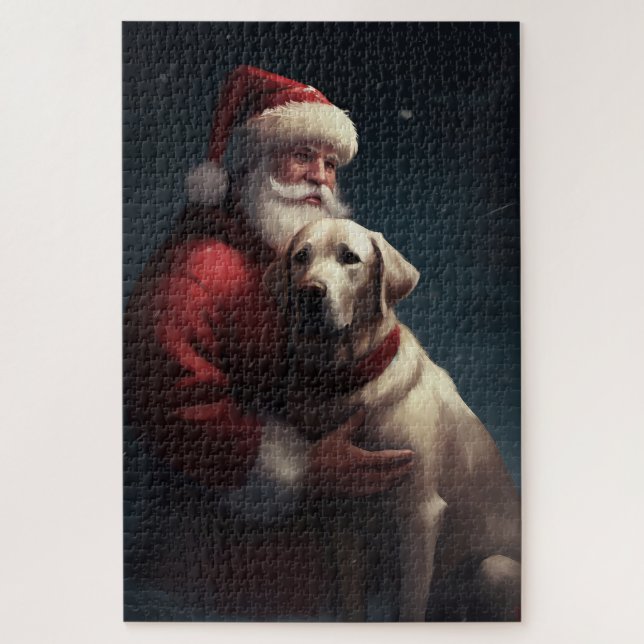 Labrador mit Weihnachtsmann Weihnachten Puzzle (Vertikal)
