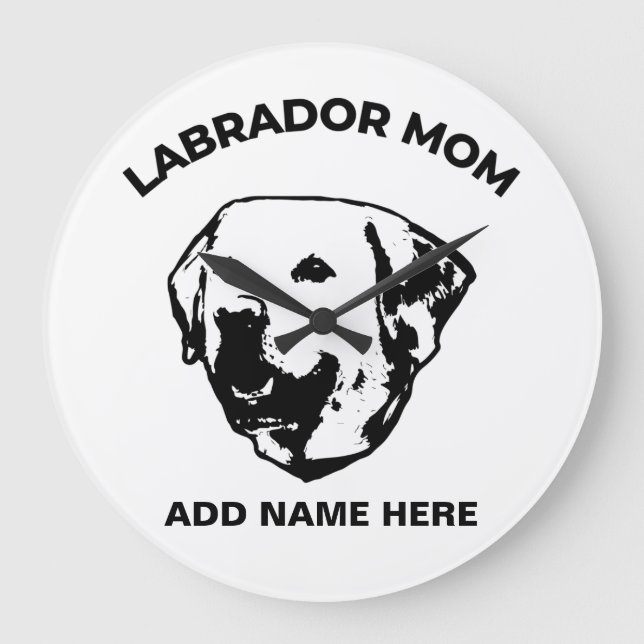 Labrador Mom   Große Wanduhr (Vorderseite)