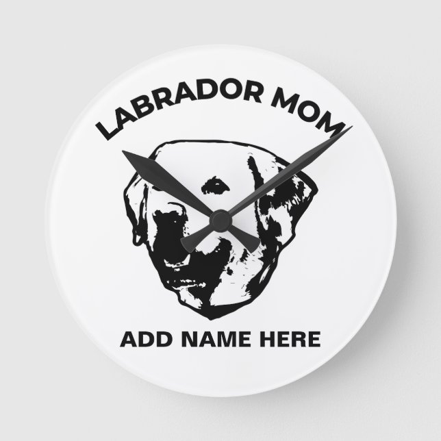 Labrador Mom   Runde Wanduhr (Vorderseite)