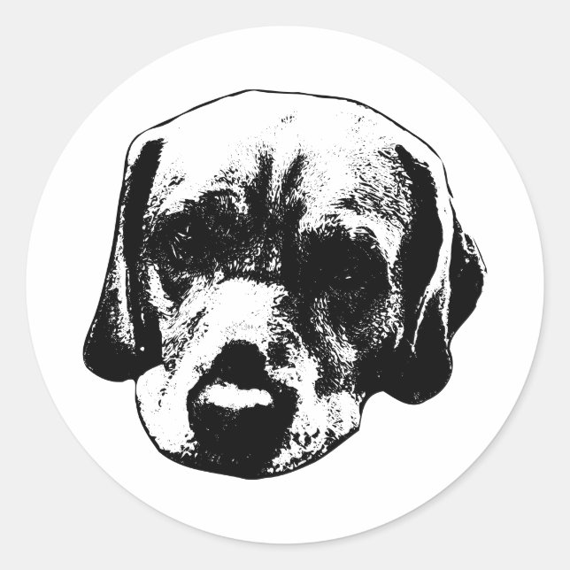 Labrador Nah-Up Black & White Portrait Sticker (Vorderseite)