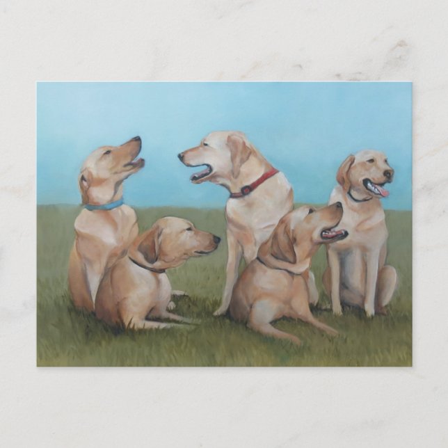 Labrador Party Hund Art Postkarte (Vorderseite)