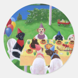 Labrador-Party Runder Aufkleber