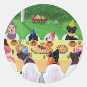 Labrador-Party Runder Aufkleber