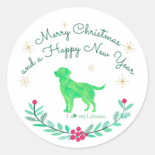 Labrador Pastell Weihnachten & Neujahr Runder Aufkleber