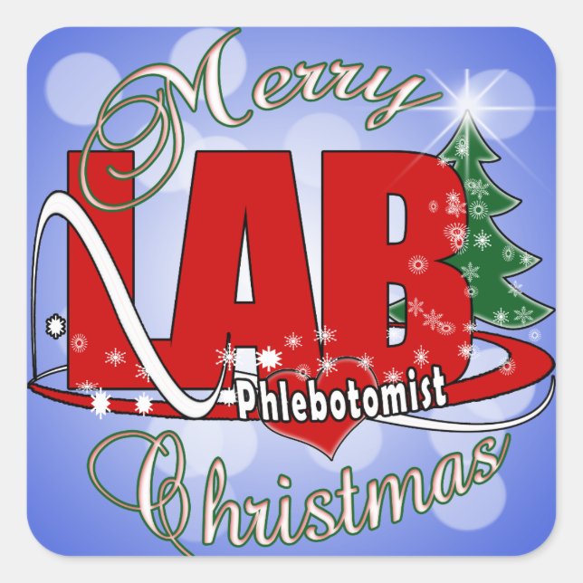 LABRADOR PHLEBOTOMIST CHRISTMAS QUADRATISCHER AUFKLEBER (Vorderseite)