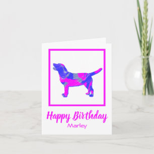 Labrador Pink Silhouette Hund Funny Birthday Karte