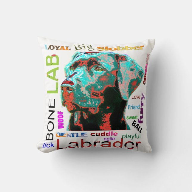 Labrador - Pop-Kunst-Entwurfs-Amerikaner MoJo Kissen (Vorderseite)