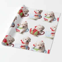 LABRADOR PUPPIES IN EINEM CUP CHRISTMAS GIFT WRAPP