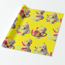 LABRADOR PUPPIES IN EINEM CUP CHRISTMAS GIFT WRAPP
