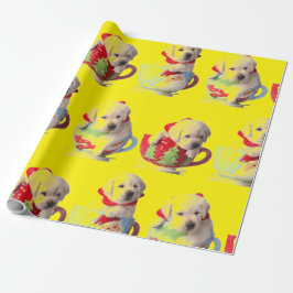 LABRADOR PUPPIES IN EINEM CUP CHRISTMAS GIFT WRAPP GESCHENKPAPIER