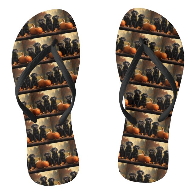 Labrador Puppy Autumn Delight Pumpkin Flip Flops (Fußbett)