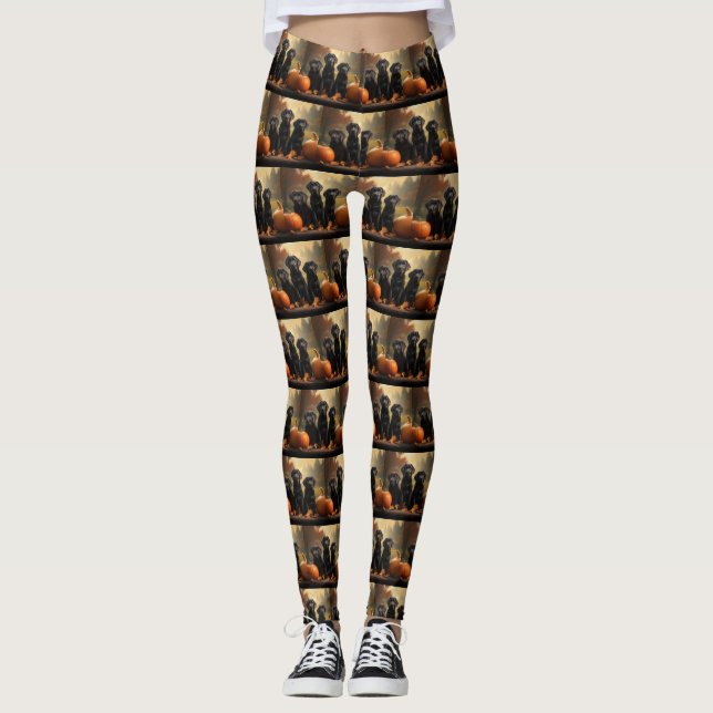 Labrador Puppy Autumn Delight Pumpkin Leggings (Vorderseite)