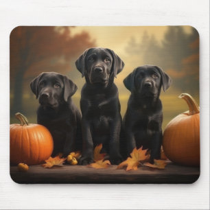 Labrador Puppy Autumn Delight Pumpkin Mousepad