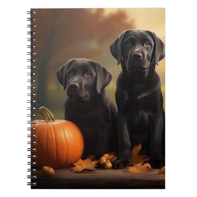 Labrador Puppy Autumn Delight Pumpkin Notizblock (Vorderseite)