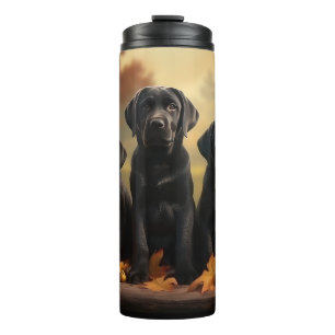 Labrador Puppy Autumn Delight Pumpkin Thermosbecher