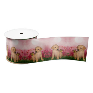 Labrador Puppy Butterfly Art Satinband