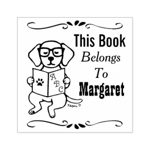 Labrador Puppy gehört zu, Bibliothek, Buchname Gummistempel