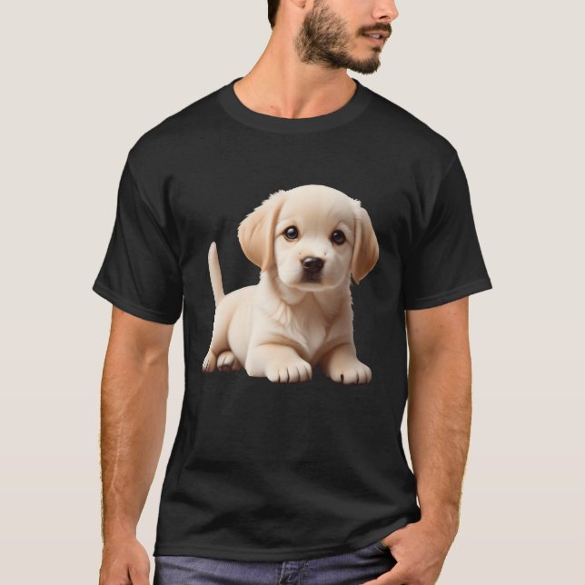 Labrador puppy laying down tail showing retro T-Shirt (Vorderseite)