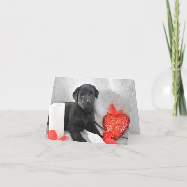 Labrador Puppy Valentinstag Card Dankeskarte (Vorderseite)