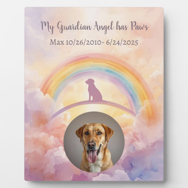 Labrador Rainbow Bridge Memorial Plaque Watercolor Fotoplatte (Vorderseite)