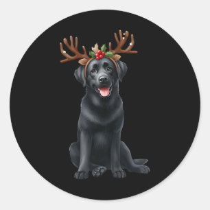 Labrador Reindeer Weihnachtsmannmütze Xmas Lights Runder Aufkleber