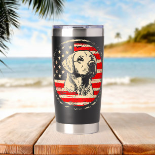 Labrador Retriever 4. Juli Merica USA Flagge Lab Thermobecher