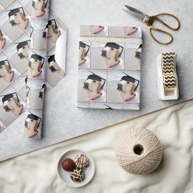 Labrador Retriever Absolvent Mit Hut Geschenkpapier (Kunsthandwerk)