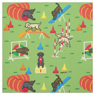 Labrador Retriever Agility Cartoon Stoff