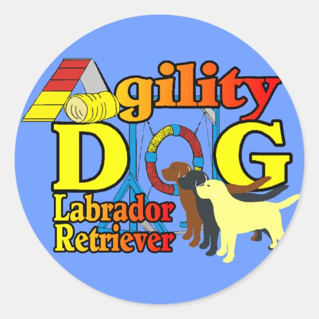 Labrador Retriever Agility Runder Aufkleber (Vorderseite)