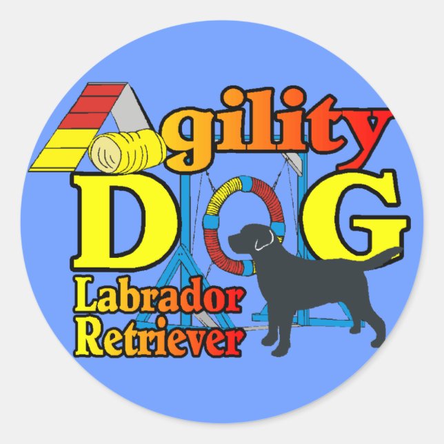 Labrador Retriever Agility Shirts Geschenke Runder Aufkleber (Vorderseite)