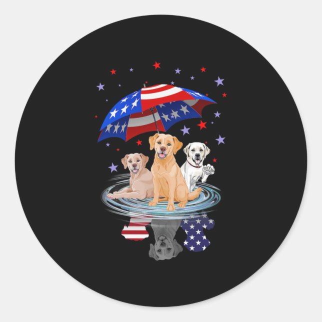 Labrador Retriever American Flag Shadow Runder Aufkleber (Vorderseite)