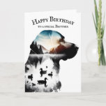 Labrador Retriever Birthday for Brother Karte<br><div class="desc">Doppelte Belichtung einer Labrador Retriever Profil Silhouette mit Enten und einer Bergszene abgeschieden auf weißem Hintergrund. Der Text ist bearbeitbar.</div>