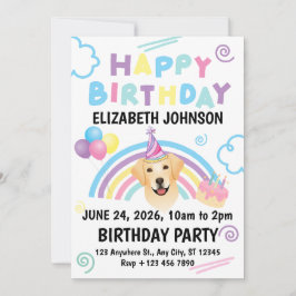 Labrador Retriever Birthday Invitation White Einladung