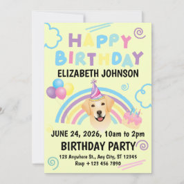 Labrador Retriever Birthday Invitation Yellow Einladung